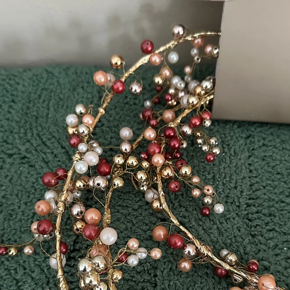 34th & Pine Holiday Christmas Tree Garland Gold Peach Berry NEW!